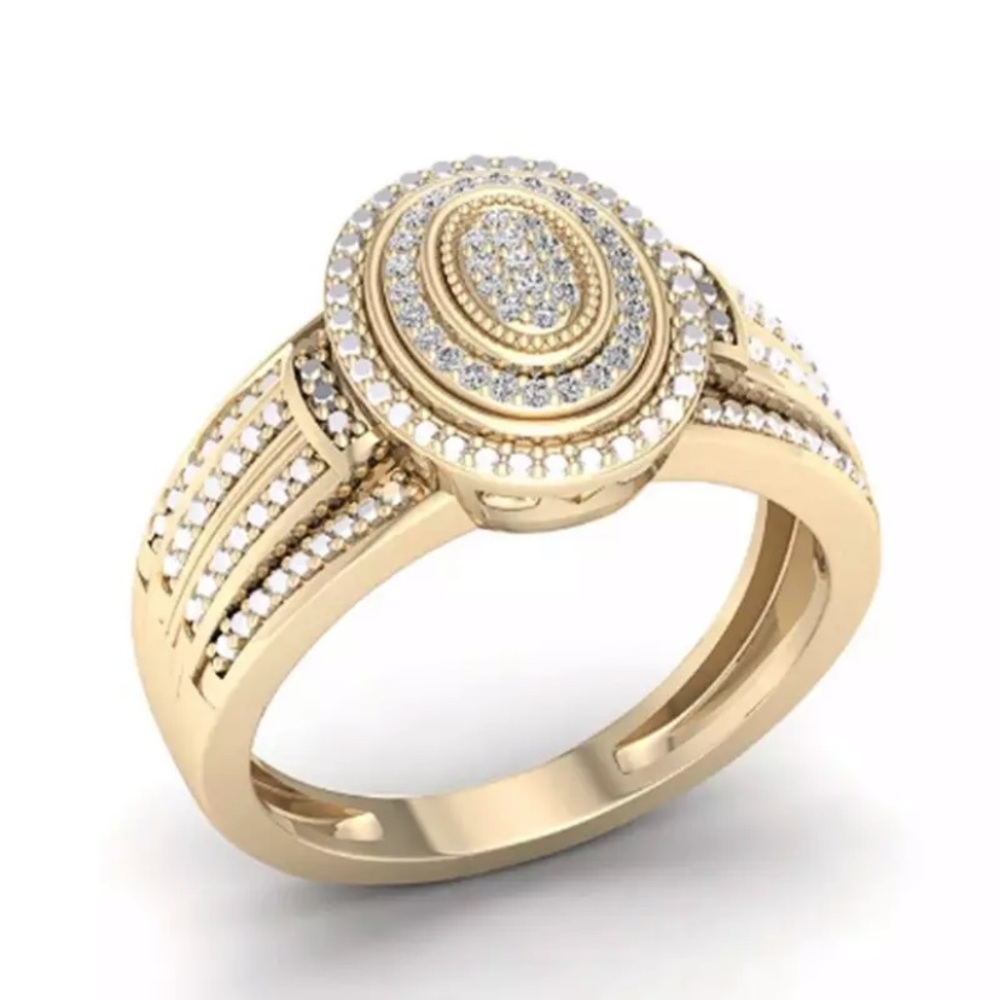 NEW Round Full Rhinestones Engagement Ring - Picture 1 of 11